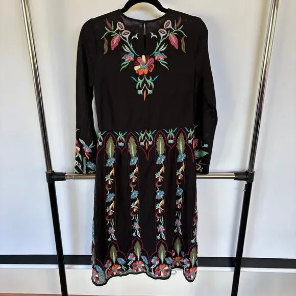 Zara Knit Beaded Embroidered Dress Boho Floral Wedding Guest Whimsygoth  Small - coffeafoods.com